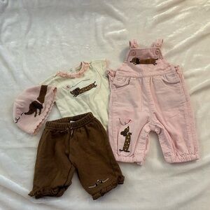 Gymboree weenier dog pant and overal set lot